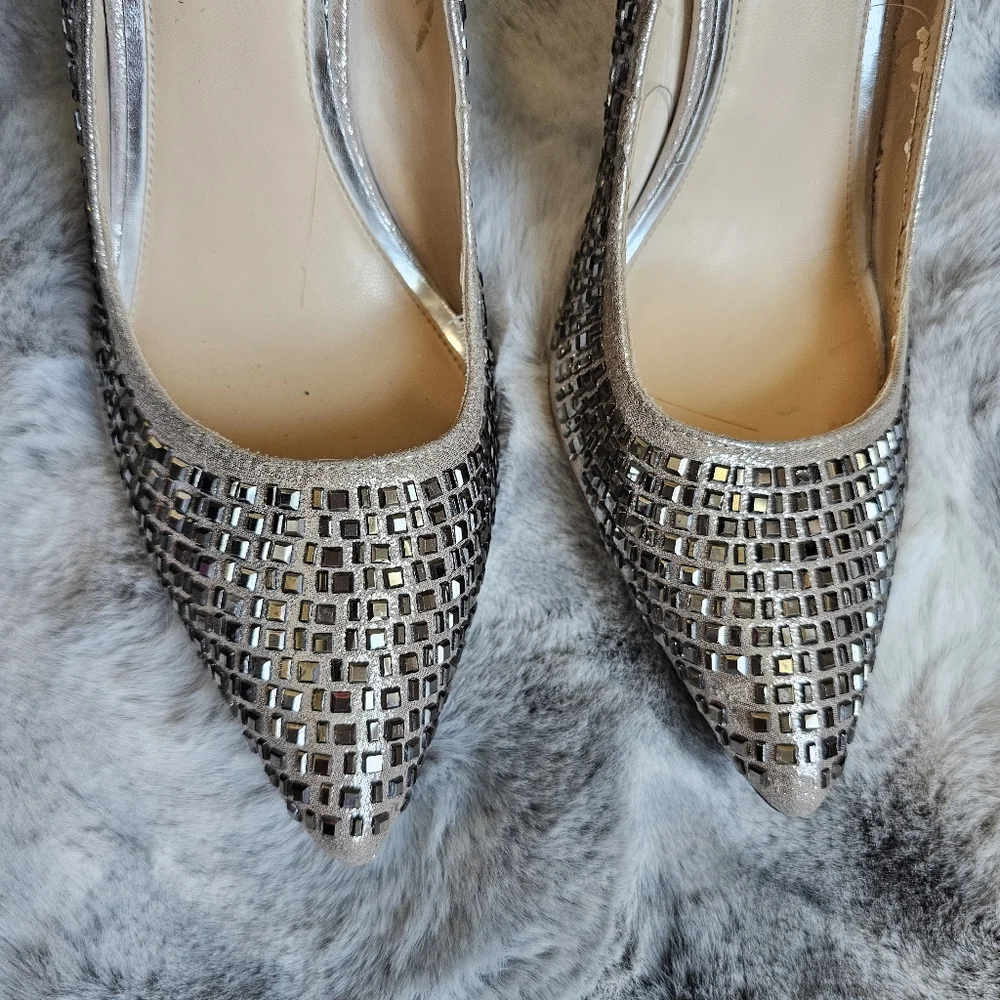 Jessica Simpson Claya Metal Pump in Gold Pewter high heel shoes size 10